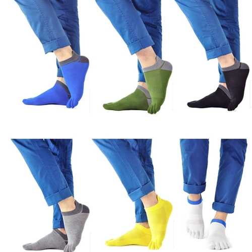 1 Pair Of Mens Cotton Toe Socks Five Finger Sports Outdoor Work Cotton Colours