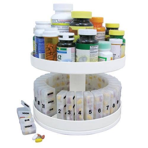 Revolving Medicine Center w/31Daily Pill Compartments