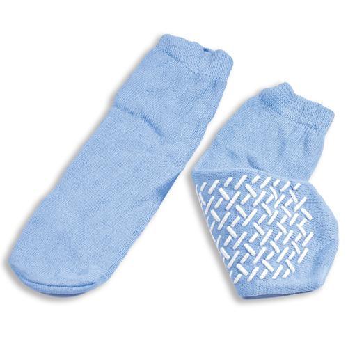 Slipper Socks; Large Sky Blue Pair  Men's 7-9   Wms 8-10