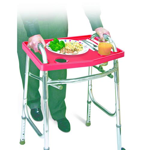 Walker Tray w/o Grip Mat Red