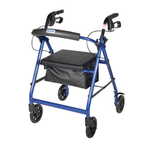 Rollator 4-Wheel Blue w/Padded Seat  Blue -Medline