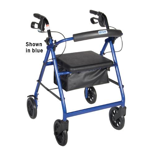 Rollator 4-Wheel with Pouch & Padded Seat Silver - Drive