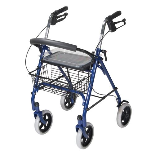 4 Wheel Steel Rollator w/8  Casters & Basket- Loop-Blue