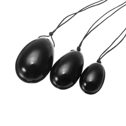 3pcs Black Obsidian Kegel Exercise Manual Massager Egg 1pc 100mm Muscle Tightening Stick