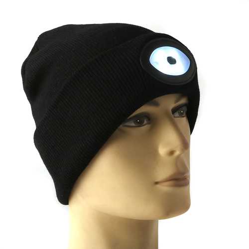 Sports Running 6 LED Beanie Knit Hat Rechargeable Cap Light Camping Climbing Lamp