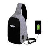 Men External USB Charging Multi-Function Sling Bag Water Repellent Anti Theft Bag for Ipad