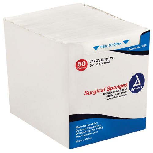 Gauze Sponges Sterile 2's 4 X 4 -8ply (25-2's per tray)