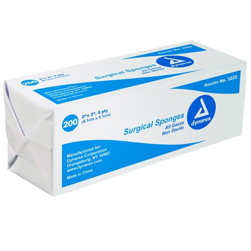 Gauze Sponges Bulk Non-Sterile 2  X 2 -12ply  Bag/200