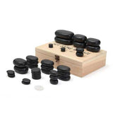 Black Basalt Hot Stone Full Body Massage Complete Comfortable Natural Bamboo Box