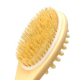 Natural Wood Bristle Bath Brush Long Double-sided Clean Massage Allaying Tired Dry Wet Amphibious