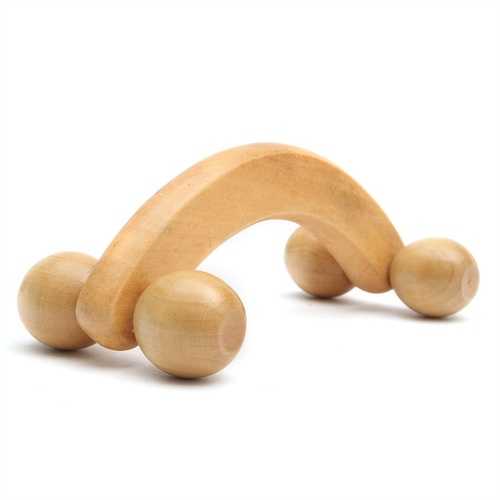 4 Rolling Wheels Wooden Massager Full Body Relaxing Roller