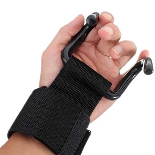 2Pcs Weight Lifting Support Strap Hook Gym Fitness Weightlifting Training Fitness Wrist Dumbbell Support Grips Wristband Gloves Pair