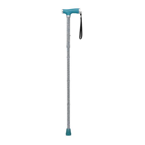 Folding Alum Cane w/ Glow Grip Handle & Tip  Light Blue