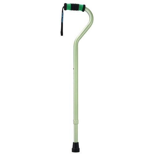 Standard Offset Walking Cane Adjustable Aluminum  Green