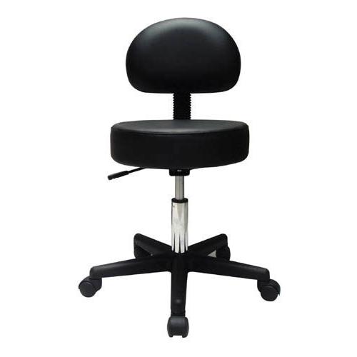 Pneumatic Doctors Stool Black W/Back Rest W/O Foot Ring