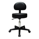 Pneumatic Doctors Stool Black W/Back Rest W/O Foot Ring