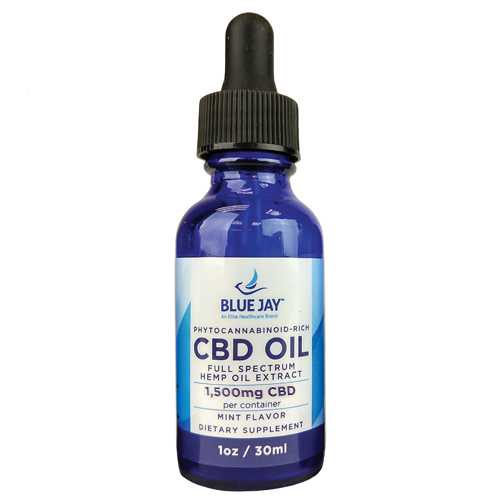 CBD Oil Pure Hemp Drops 1500 mg  1 oz Blue Jay - Mint