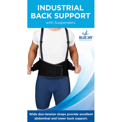 Blue Jay Industrial Back Suppt w/Suspenders  Black  X-Large