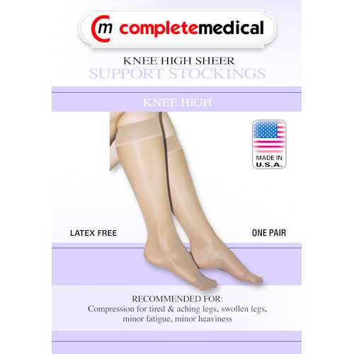 Ladies' Sheer Mild Support  Lg 15-20 mmHg  Knee Highs  Beige