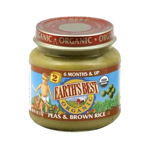 Earth's Best Baby Foods Baby Peas/Brn Rice (12x4OZ )