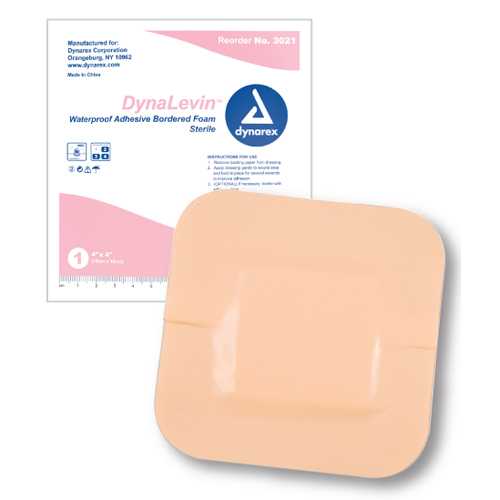 DynaLevin Bordered Foam 4 x4  Waterproof Adh Dressing Bx/10