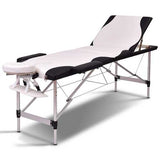 Black / White 72"L Portable Massage Table w/ Carry Case