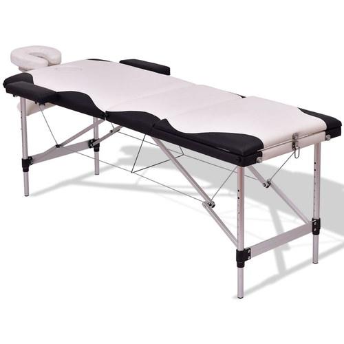 Black / White 72"L Portable Massage Table w/ Carry Case