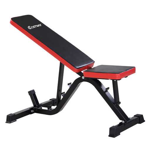 Red Costway Adjustable Sit up Incline Abs Bench