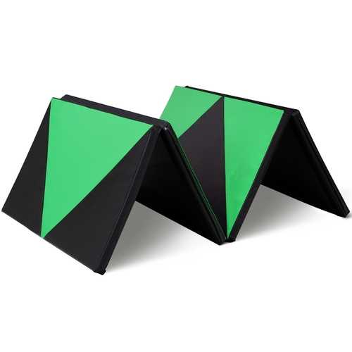 4' x 10' x 2" Green Thick Folding Panel Gymnastics Mat